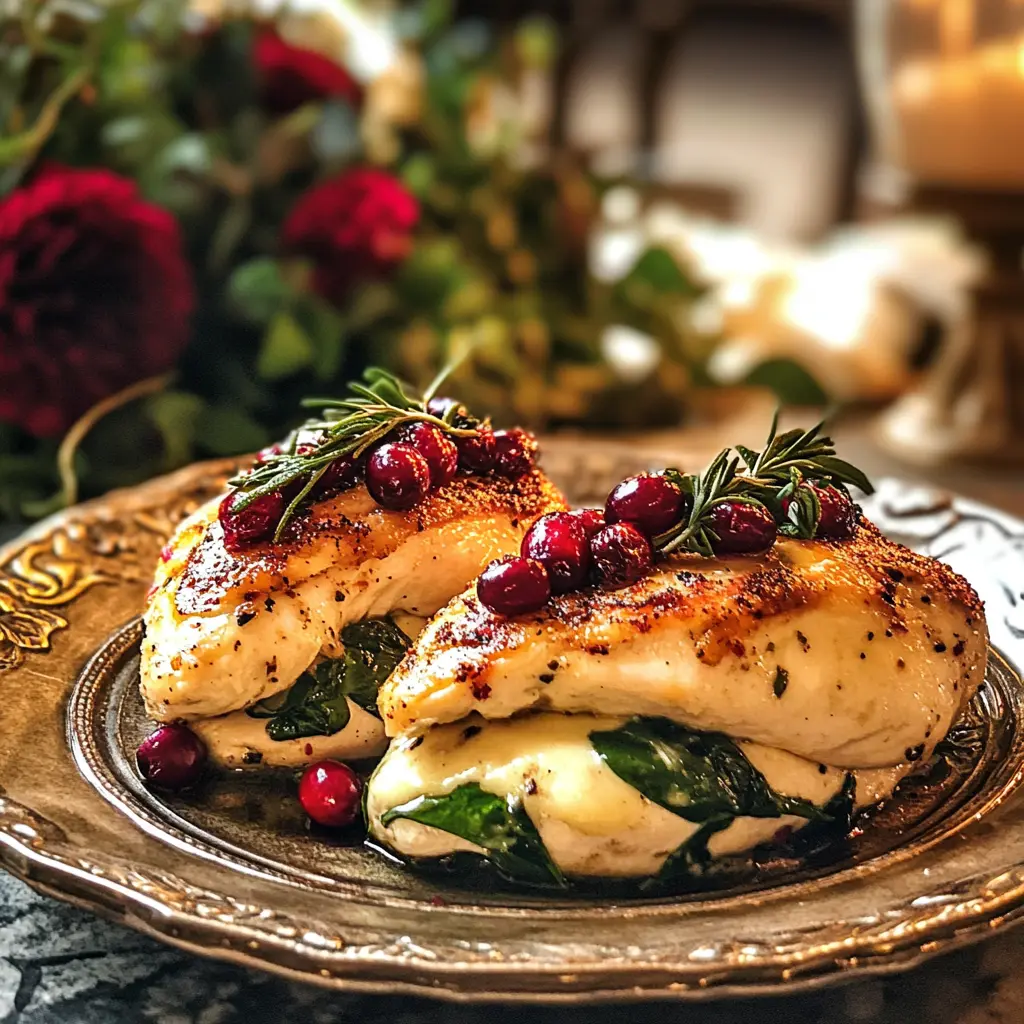 Pechugas de Pollo Rellenas de Arándanos, Espinacas y Queso Brie