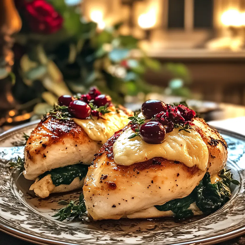 Pechugas de Pollo Rellenas de Arándanos, Espinacas y Queso Brie 