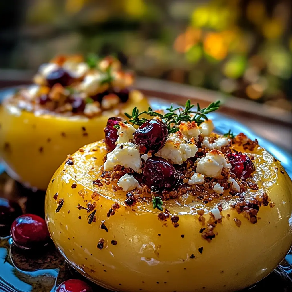 Manzanas al horno con miel y queso feta